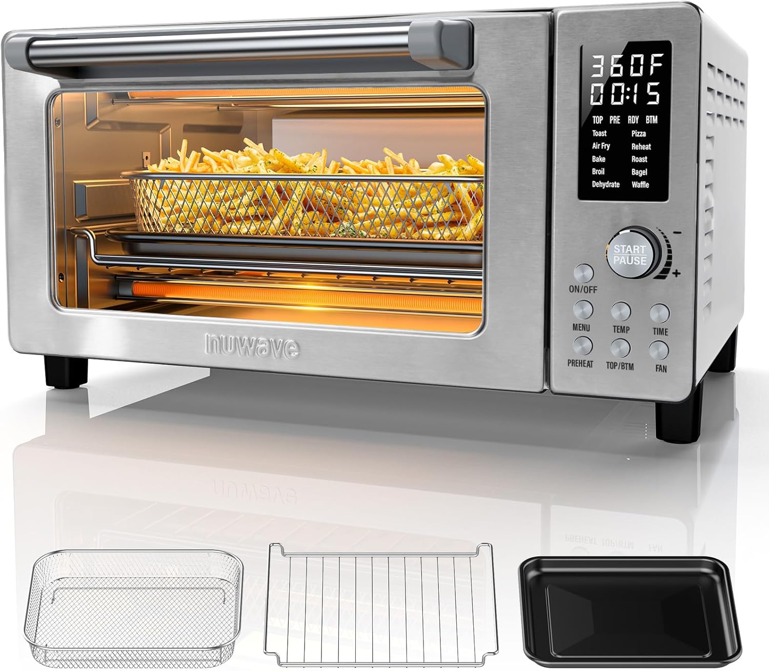 Nuwave Bravo Pro Convection Air Fryer Toaster Oven Combo, 2025 New and Improved, 10-in-1, 50°-450°F Temp Controls, Quick & Even Crisp Technology, 21Qt Capacity, Stainless Steel, PFAS Free detail 18