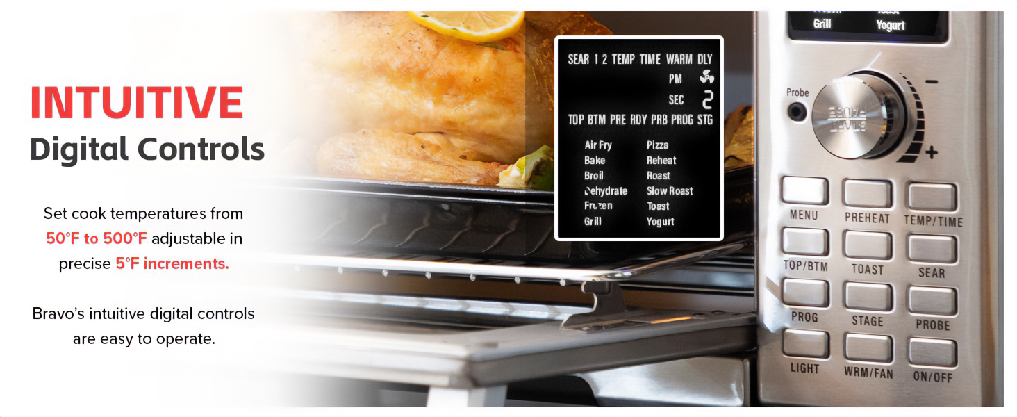 Nuwave Bravo XL Air Fryer Toaster Smart Oven, 12-in-1 Countertop Grill/Griddle Combo, 30-Qt XL Capacity, 50F-500F adjustable in precise 5F increments, Integrated Smart Thermometer, Linear T Technology detail 2