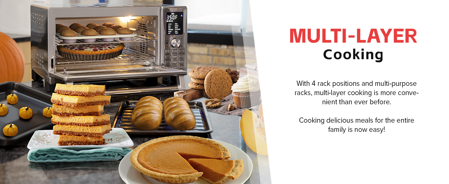Nuwave Bravo XL Air Fryer Toaster Smart Oven, 12-in-1 Countertop Grill/Griddle Combo, 30-Qt XL Capacity, 50F-500F adjustable in precise 5F increments, Integrated Smart Thermometer, Linear T Technology detail 8