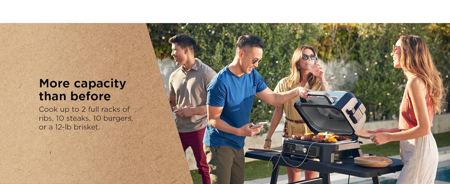 Ninja Woodfire Pro Connect XL Outdoor Grill & Smoker | Bluetooth, App Enabled | 7-in-1 Grill, BBQ Smoker, Outdoor Air Fryer | Woodfire Technology | Built-In Thermometer | Black & Gold | OG951BK1 detail 2
