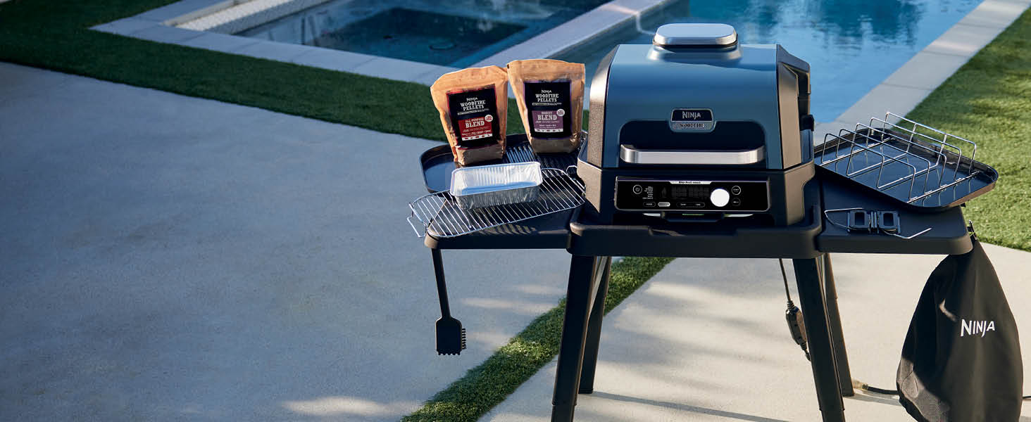 Ninja Woodfire Pro Connect XL Outdoor Grill & Smoker | Bluetooth, App Enabled | 7-in-1 Grill, BBQ Smoker, Outdoor Air Fryer | Woodfire Technology | Built-In Thermometer | Black & Gold | OG951BK1 detail 15