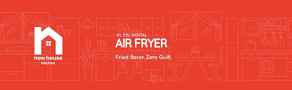 Digital 3.5 Liter Air Fryer w/ Flat Basket, Touch Screen AirFryer, Non-Stick Dishwasher-Safe Basket, Use Less Oil For Fast Healthier Food, 60 Min Timer & Auto Shut Off, Black detail 1