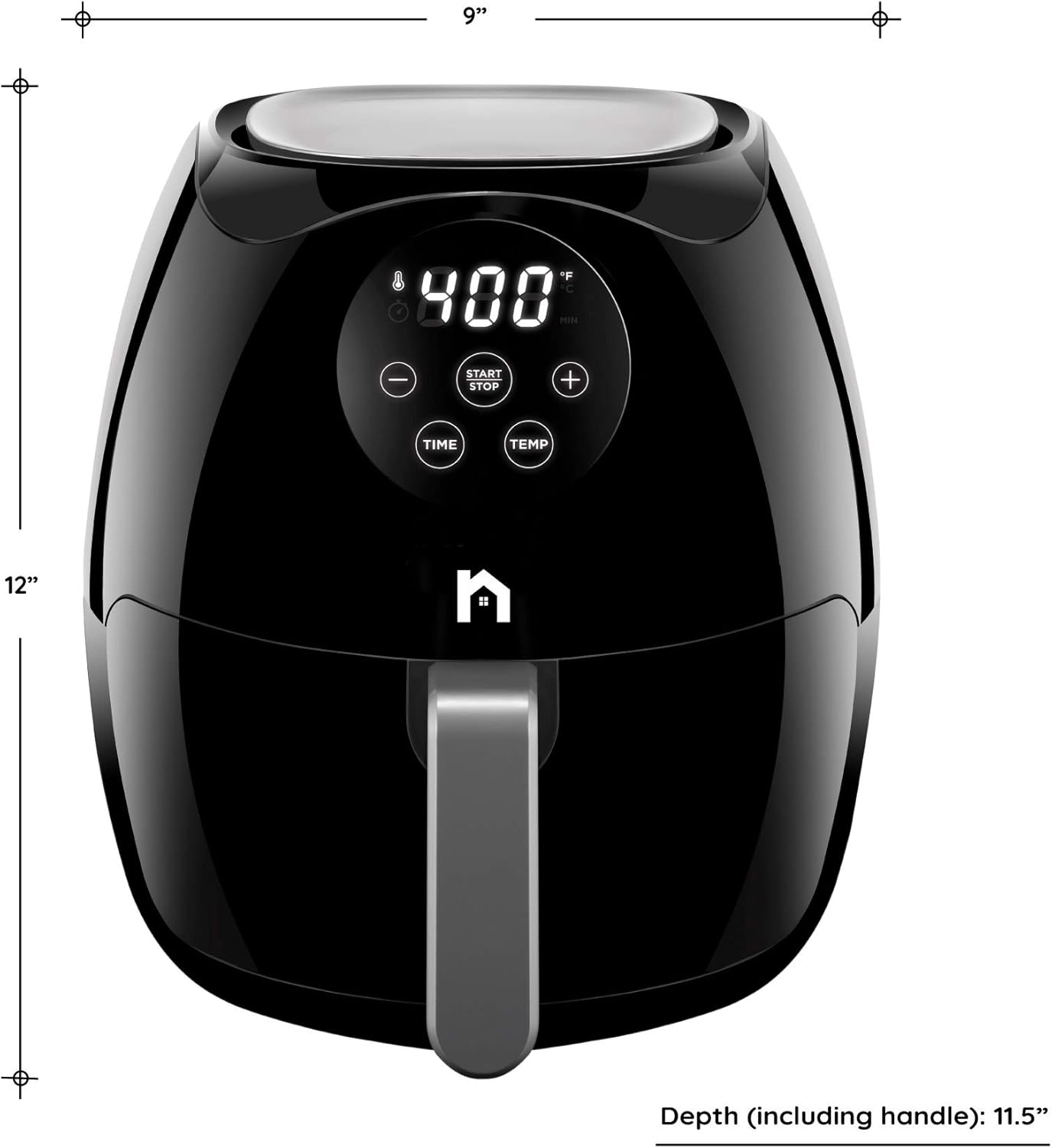 Digital 3.5 Liter Air Fryer w/ Flat Basket, Touch Screen AirFryer, Non-Stick Dishwasher-Safe Basket, Use Less Oil For Fast Healthier Food, 60 Min Timer & Auto Shut Off, Black detail 10