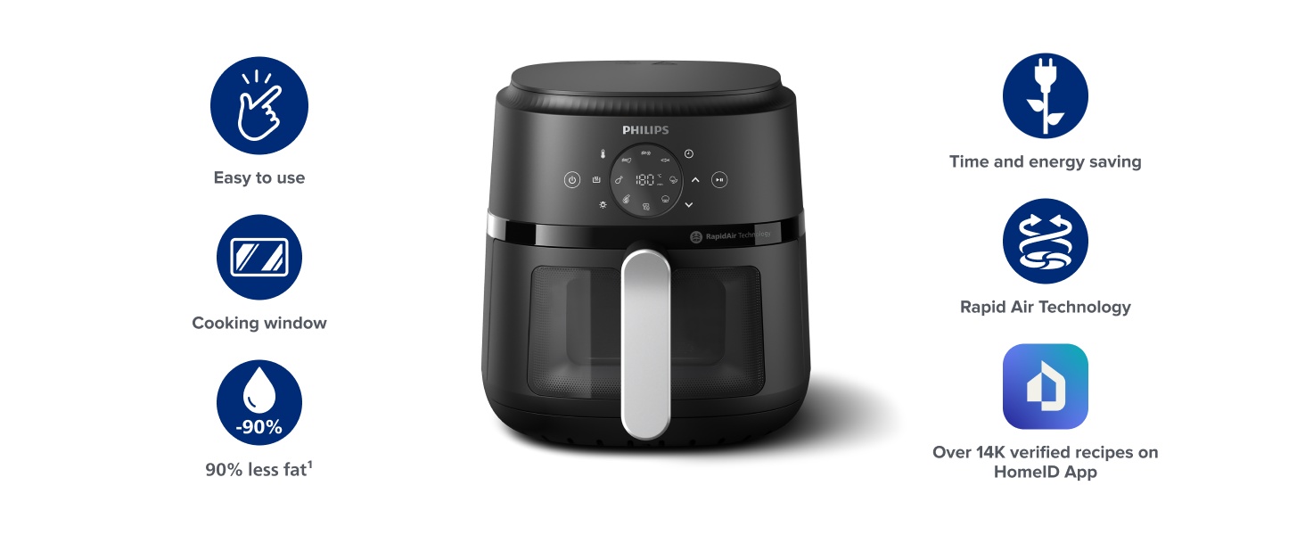 Philips Air Fryer 2000 Series - 13-in-1 functions, 6.6 Quarts, Compact Design with Cooking Window, Black, (NA231/00) detail 2