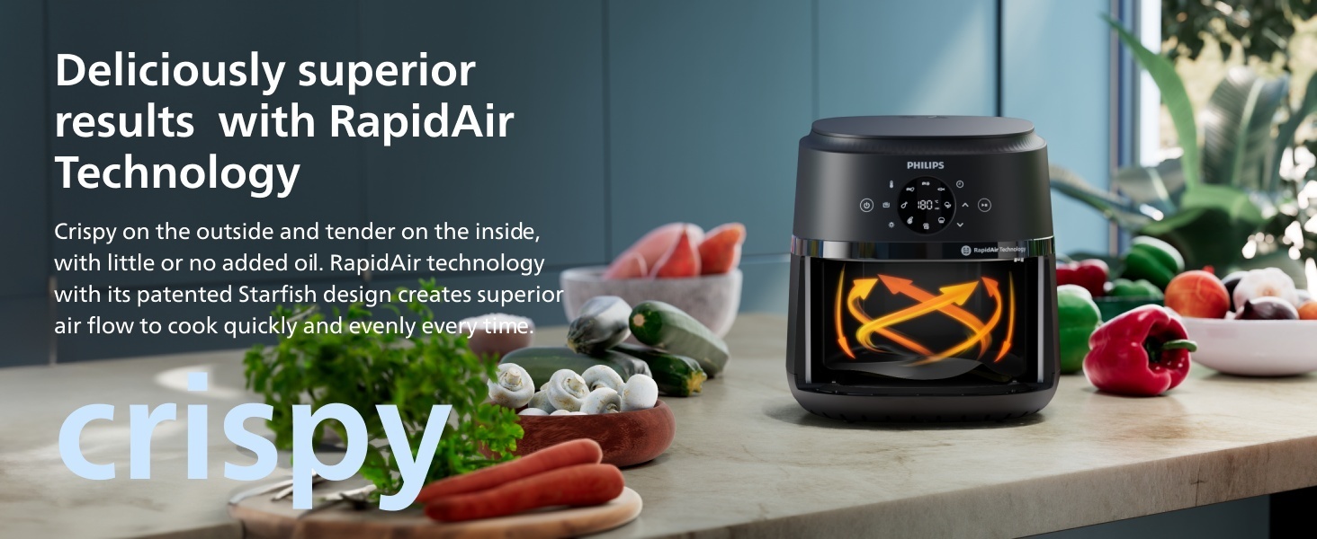 Philips Air Fryer 2000 Series - 13-in-1 functions, 6.6 Quarts, Compact Design with Cooking Window, Black, (NA231/00) detail 7