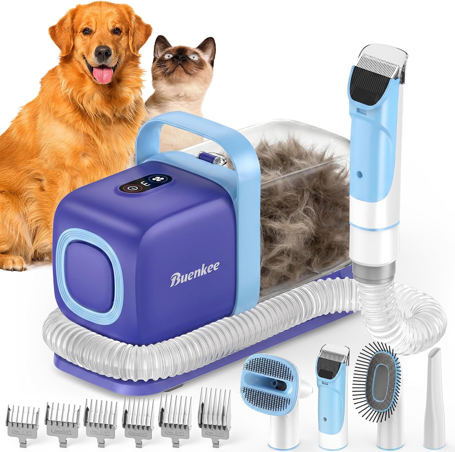 buenkee Dog Grooming Kit with Vacuum, 15000Pa Pet Hair Clipper and Shedding - View 2