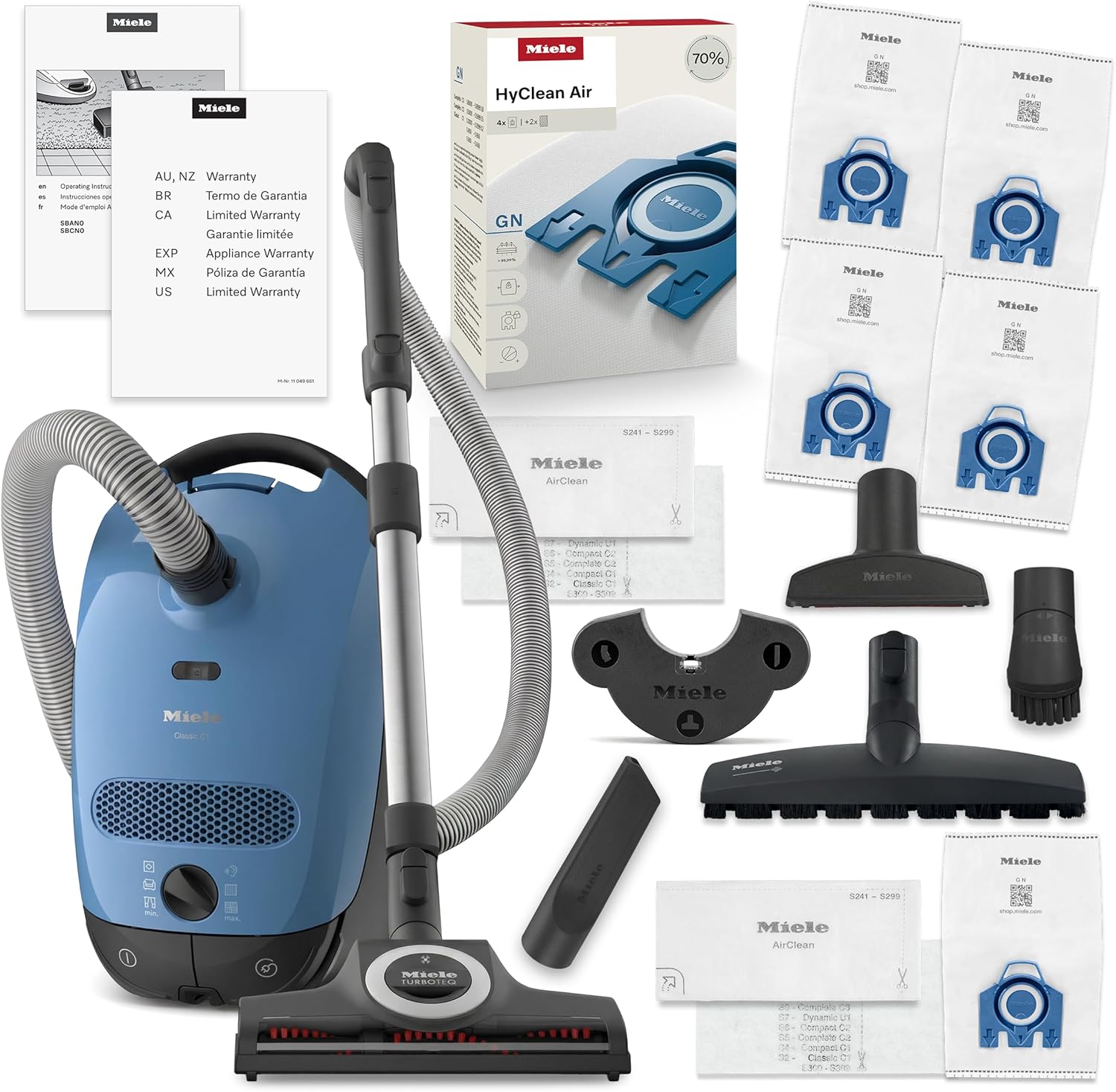 Miele Classic C1 Turbo Team Bagged Canister Vacuum, Tech Blue - Portable, - View 2