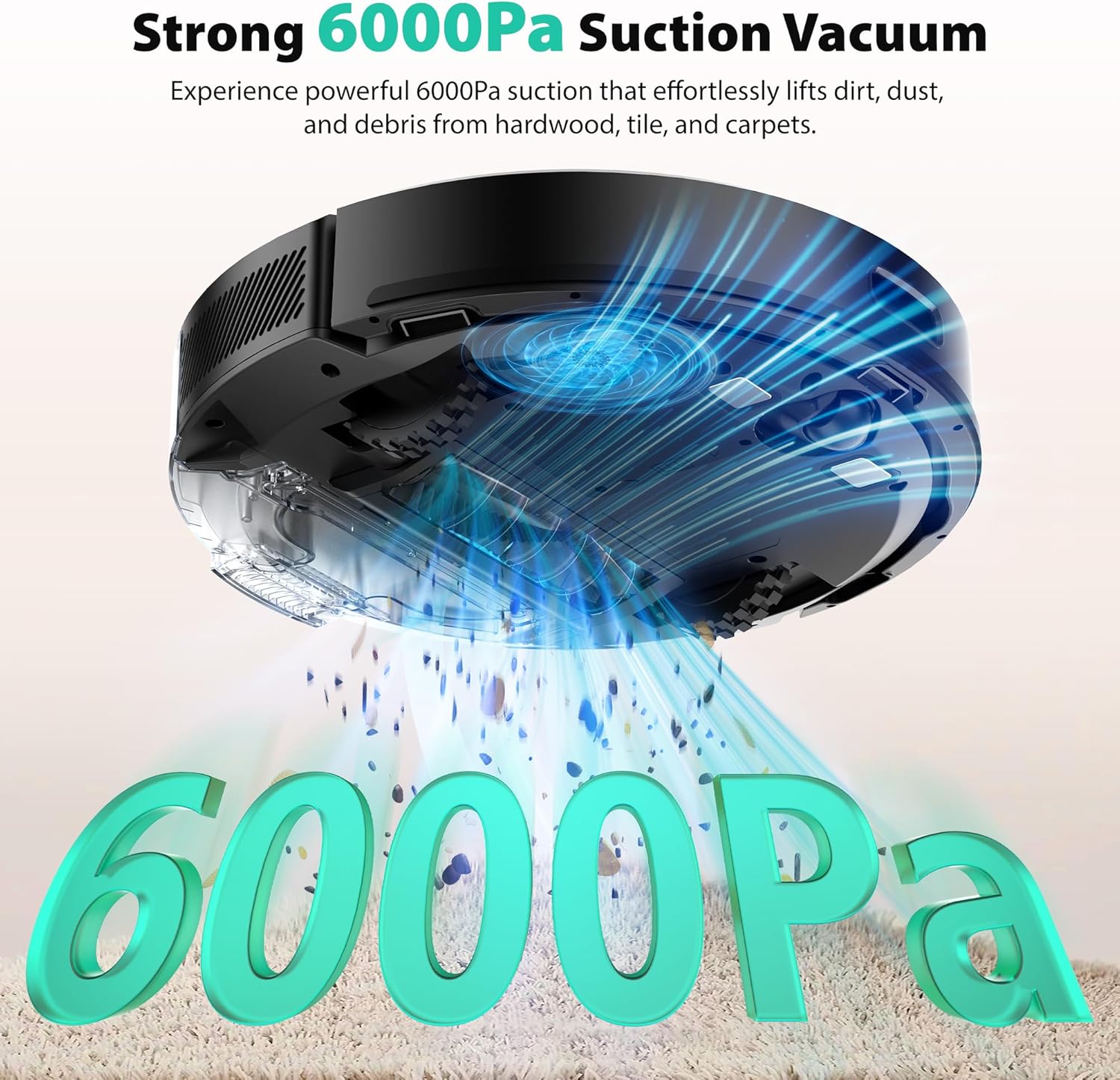Tikom Robot Vacuum and Mop, 6000Pa Robotic Vacuum Cleaner with Self-Emptying - View 4
