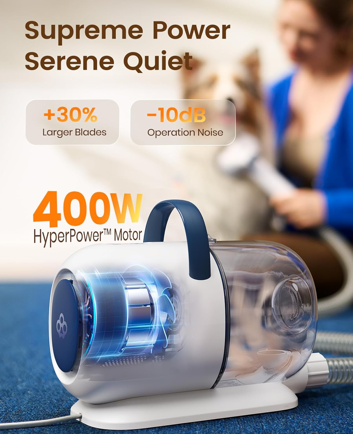 oneisall Dog Grooming Vacuum, 15000Pa Pet Vacuum Kit Shedding 99% Pet Hair, Dog - View 5