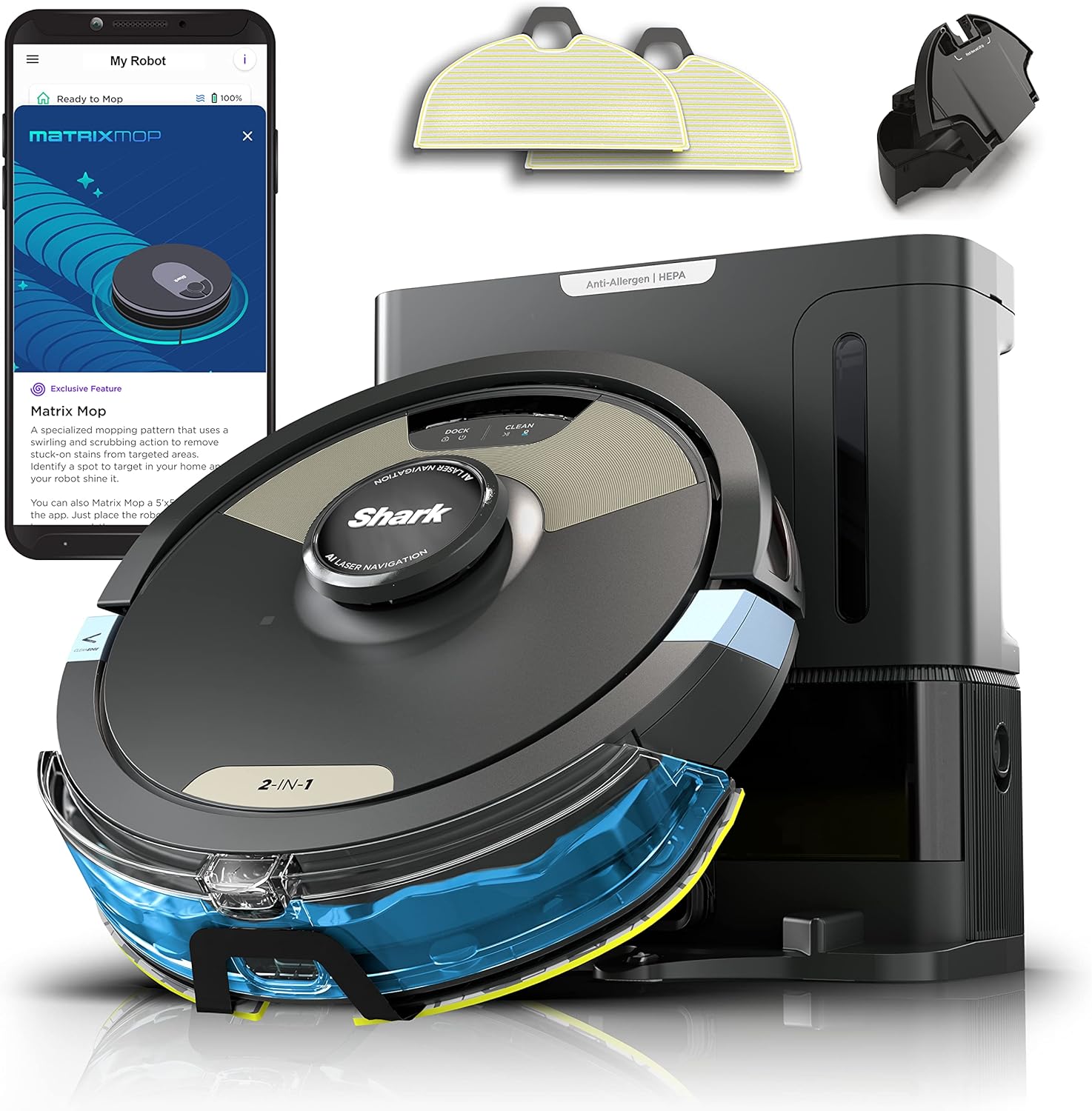 Shark AV2501S AI Ultra Robot Vacuum, with Matrix Clean, Home Mapping, 30-Day - View 2