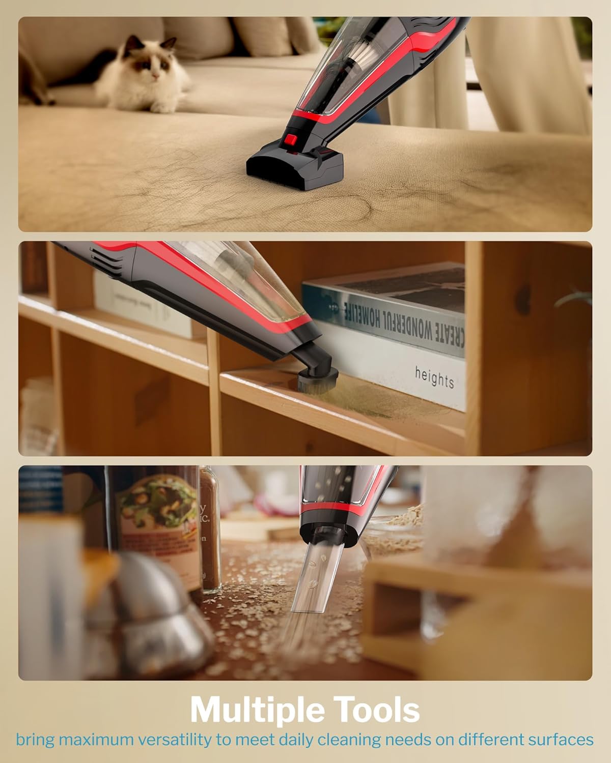 Powools Pet Hair Handheld Vacuum Cordless, Car Vacuum Rechargeable with - View 5