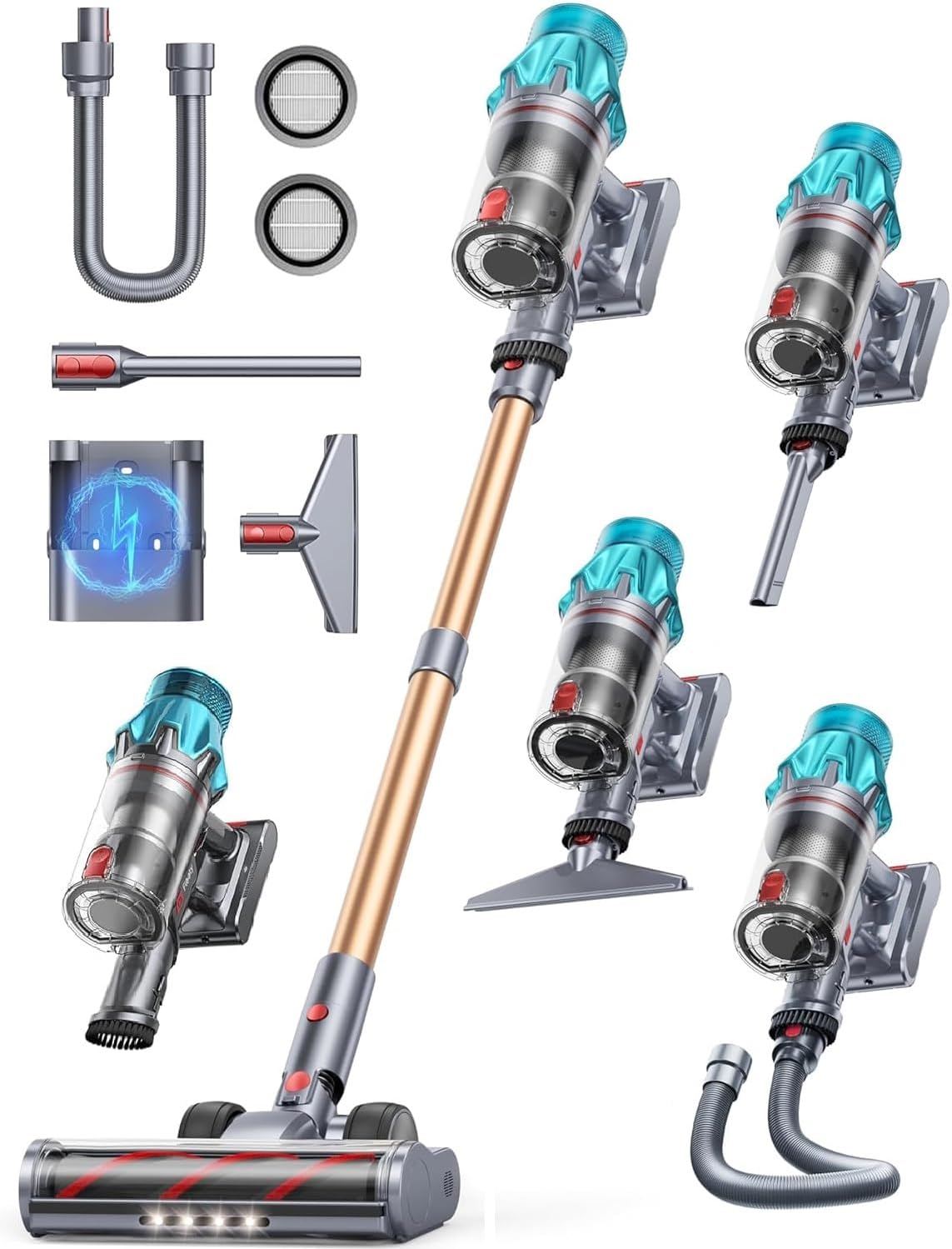 Cordless Vacuum Cleaner 650W/55Kpa, Stick Vacuum Cleaners 70 Mins Max Runtime