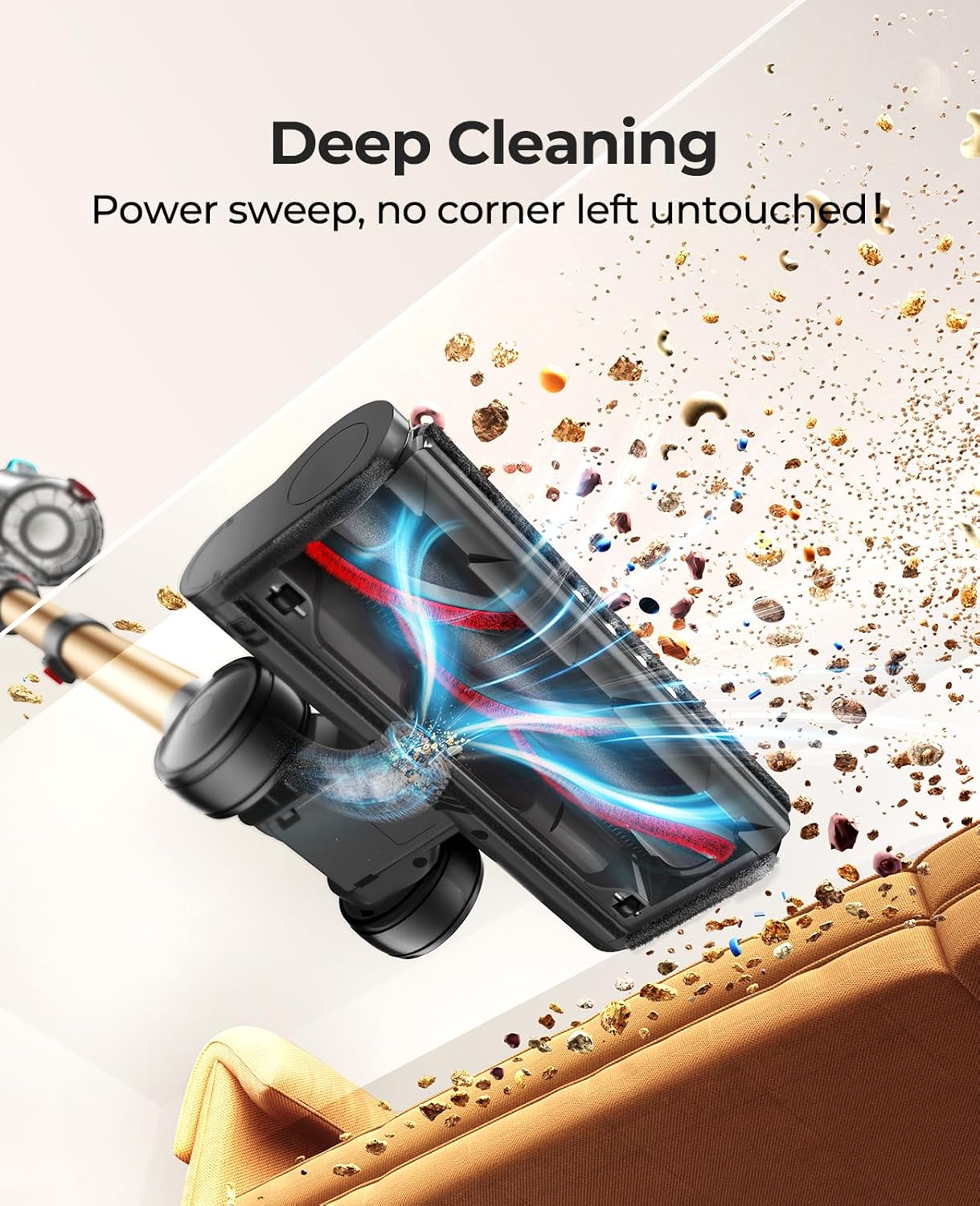 Cordless Vacuum Cleaner 650W/55Kpa, Stick Vacuum Cleaners 70 Mins Max Runtime - View 5