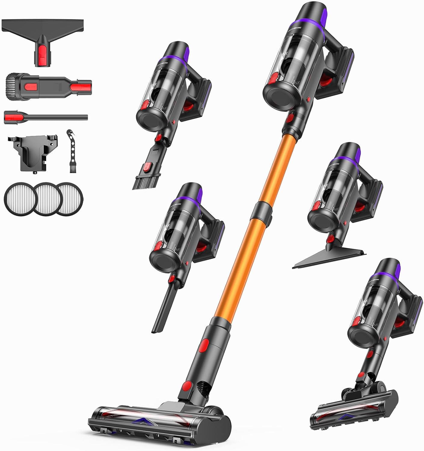 TechRise Cordless Vacuum Cleaner, 500W/45Kpa Stick Vacuum for Home, Anti-Tangle