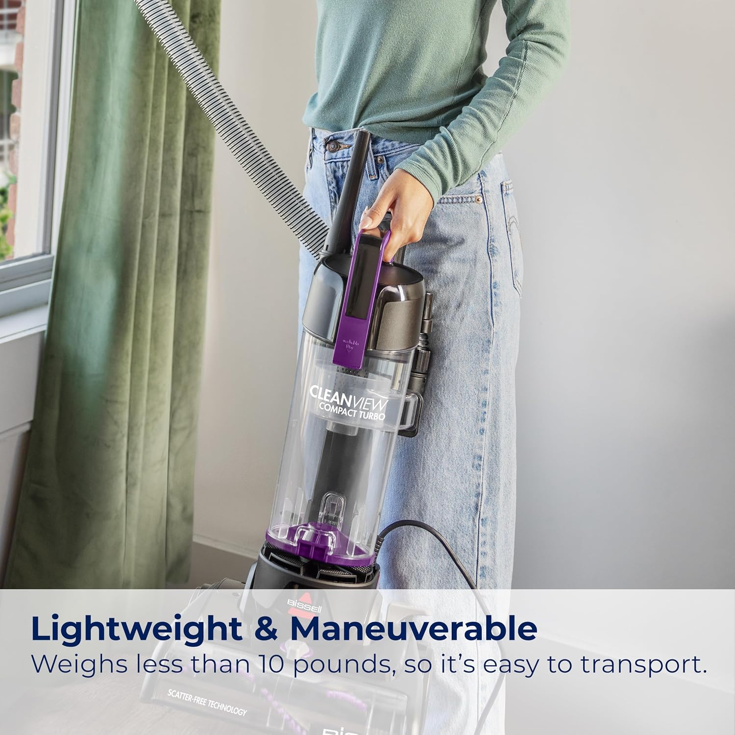 Bissell CleanView Compact Turbo Upright Vacuum with Quick Release Wand, Full Size Power, Compact Size for Apartments & Dorms, 3437F detail 17