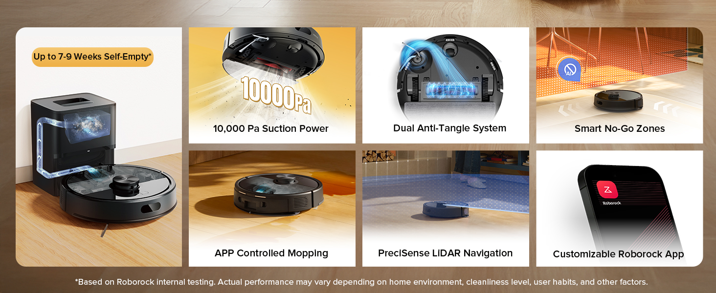 roborock Q7 M5+ Robot Vacuum and Mop, Upgraded from Q5 Max+, Up to 7-9 Weeks Self-Empty, 10000Pa Suction, Dual Anti-Tangle System for Pet Hair & Carpet, PreciSense LiDAR Navigation, App Control, Black detail 2