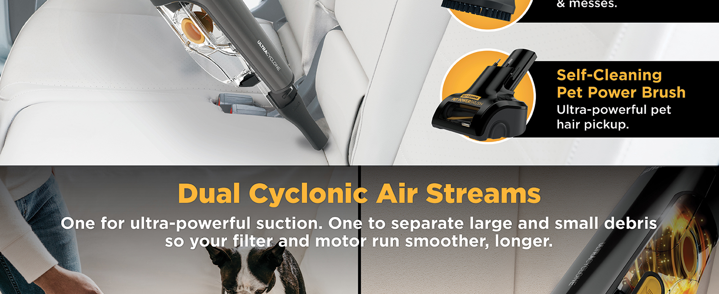 Shark UltraCyclone™ Pet Pro Plus Cordless Hand Vacuum, Powerful Suction, Handheld Vacuum for Car & Home, Pet Power Brush, Crevice Tool, Scrubbing Brush, XL Dust Cup, Black, CH951 detail 4