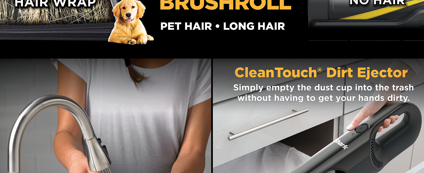Shark UltraCyclone™ Pet Pro Plus Cordless Hand Vacuum, Powerful Suction, Handheld Vacuum for Car & Home, Pet Power Brush, Crevice Tool, Scrubbing Brush, XL Dust Cup, Black, CH951 detail 6
