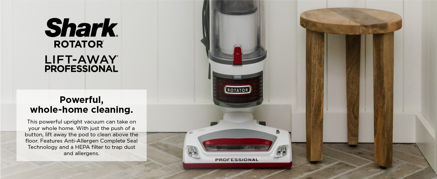 Shark Upright Vacuum Cleaner | Rotator Lift-Away | Pet Hair, Carpet & Hard Floor Cleaning | Dusting Brush, Upholstery & Crevice Tools | HEPA Filter | Swivel Steering | Headlights | White/Red | NV501 detail 1