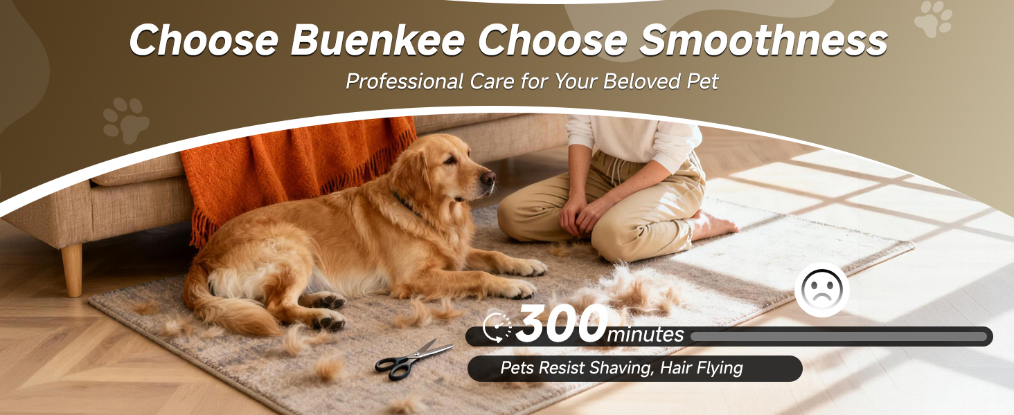 buenkee Dog Grooming Kit with Vacuum, 15000Pa Pet Hair Clipper and Shedding Brush, 50dB Low Noise, 2L Capacity, White detail 2