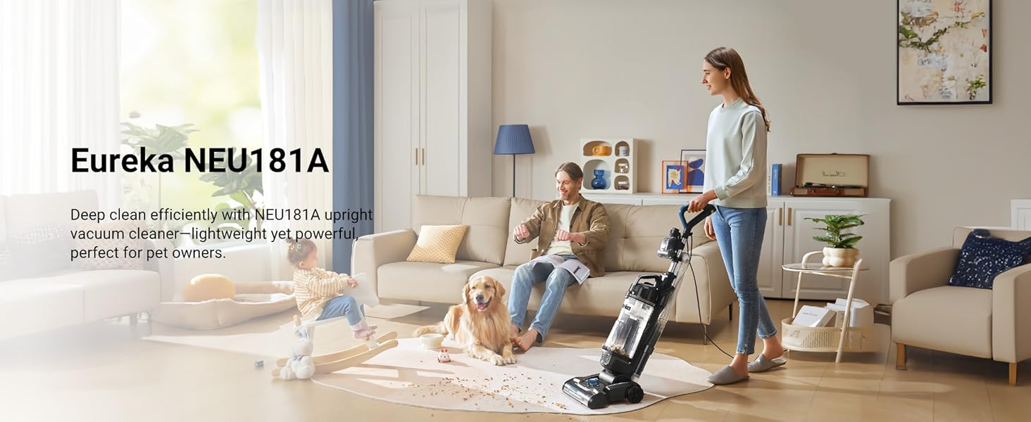 Eureka PowerSpeed Lightweight Upright Vacuum Cleaner for Carpet and Hard Floor, Powerful Bagless Upright Vacuum Cleaner for Home Pets, NEU181A, Blue detail 1