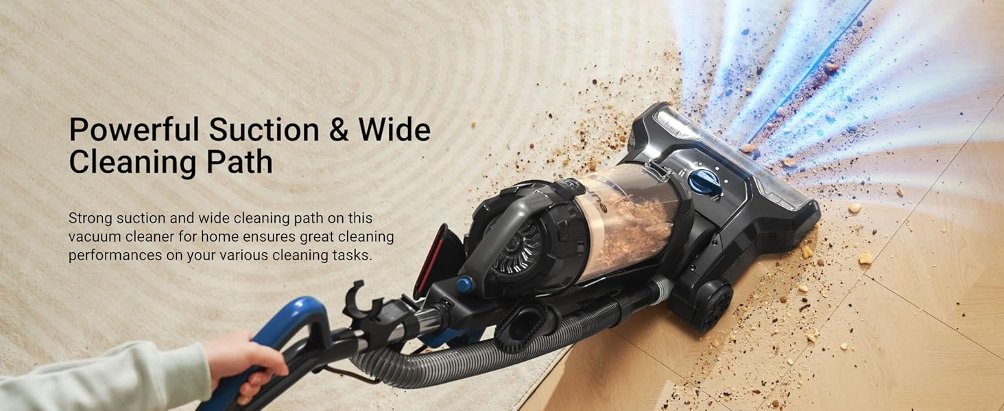 Eureka PowerSpeed Lightweight Upright Vacuum Cleaner for Carpet and Hard Floor, Powerful Bagless Upright Vacuum Cleaner for Home Pets, NEU181A, Blue detail 2