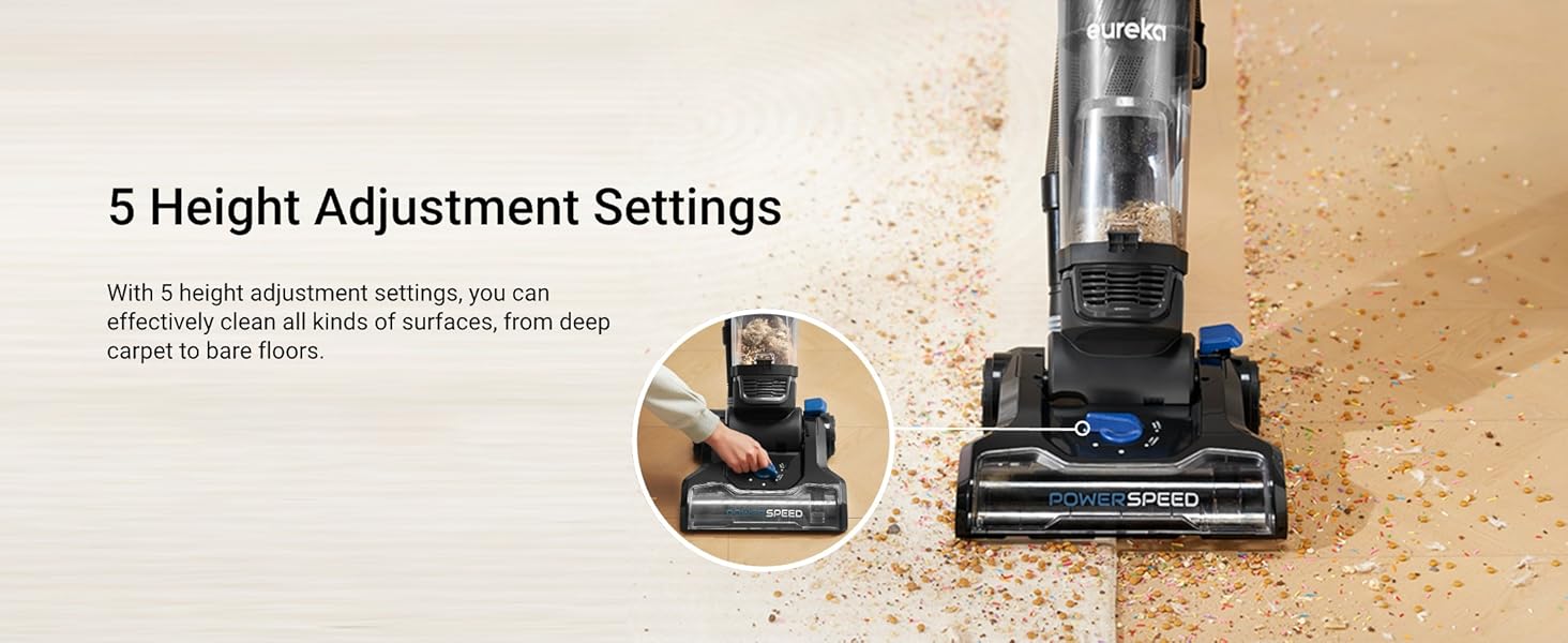 Eureka PowerSpeed Lightweight Upright Vacuum Cleaner for Carpet and Hard Floor, Powerful Bagless Upright Vacuum Cleaner for Home Pets, NEU181A, Blue detail 3