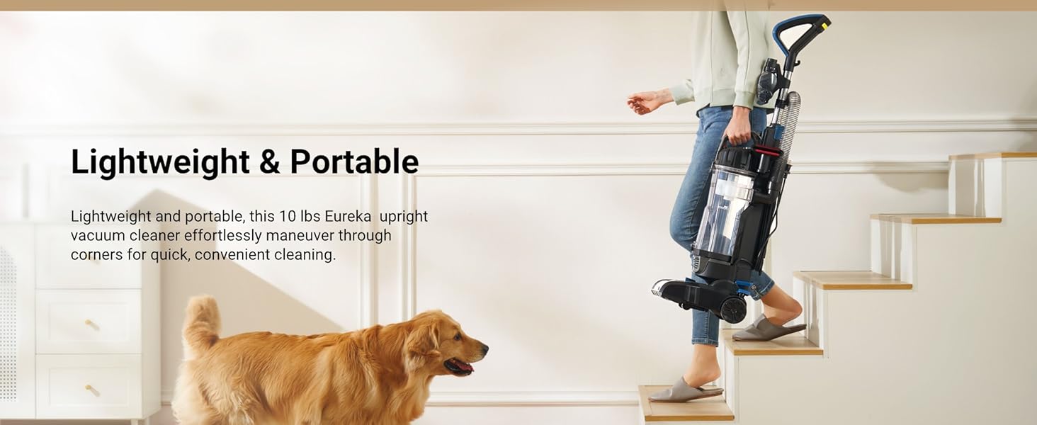 Eureka PowerSpeed Lightweight Upright Vacuum Cleaner for Carpet and Hard Floor, Powerful Bagless Upright Vacuum Cleaner for Home Pets, NEU181A, Blue detail 4