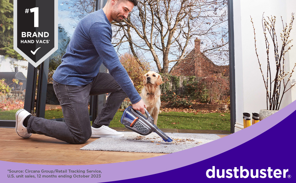 BLACK+DECKER dustbuster furbuster Pet Hair Vacuum with Motorized Pet Hair Brush, Handheld Vacuum Cordless for Home and Car, Rechargeable, Portable, Powerful Suction, AdvancedClean (HHVK515JP07) detail 1