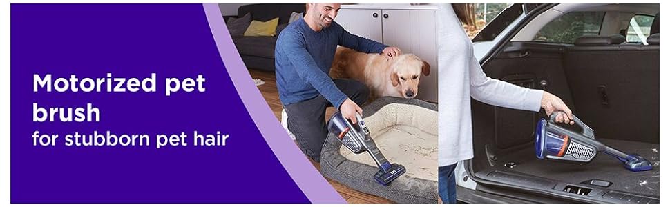 BLACK+DECKER dustbuster furbuster Pet Hair Vacuum with Motorized Pet Hair Brush, Handheld Vacuum Cordless for Home and Car, Rechargeable, Portable, Powerful Suction, AdvancedClean (HHVK515JP07) detail 2