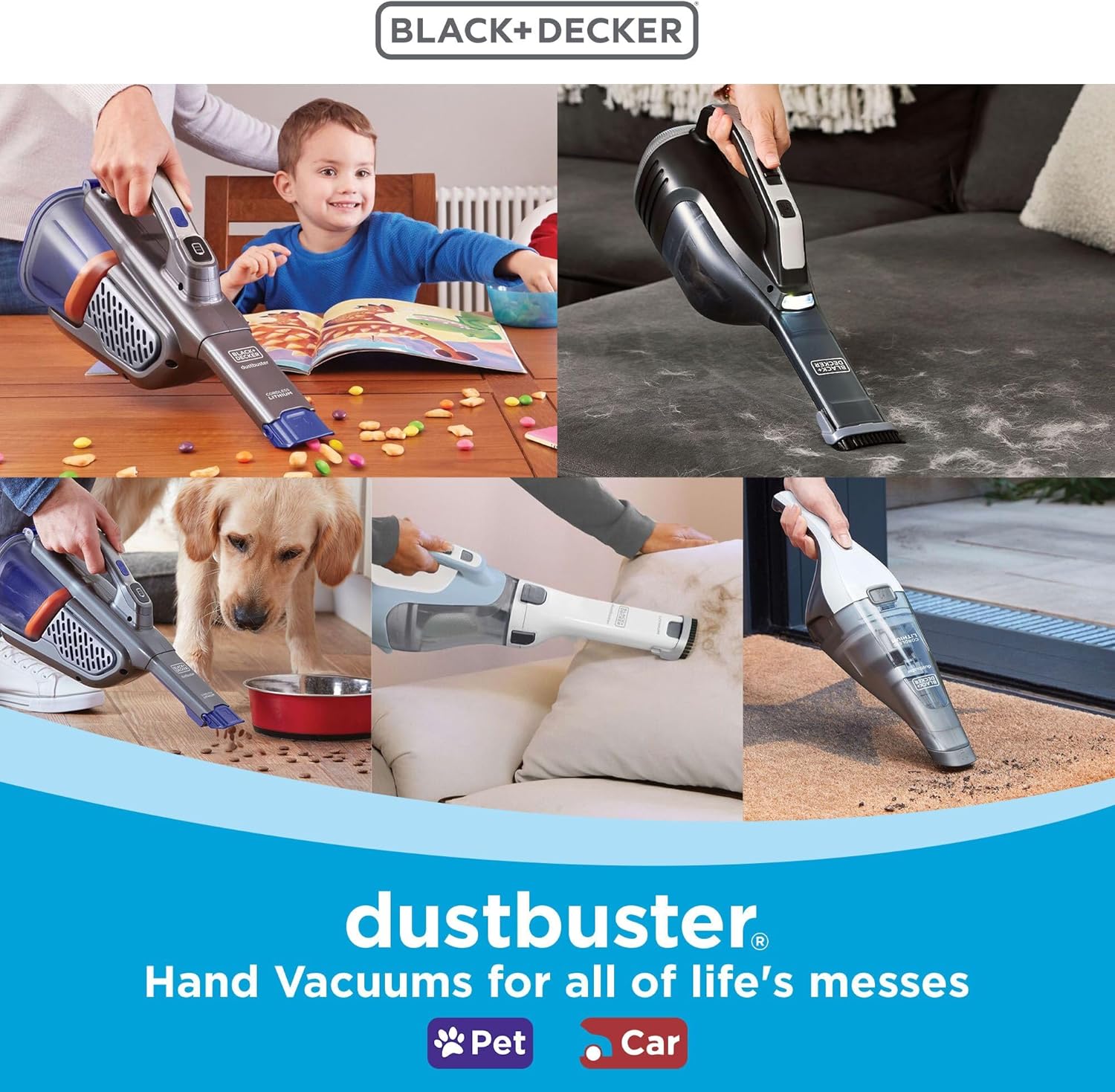 BLACK+DECKER dustbuster furbuster Pet Hair Vacuum with Motorized Pet Hair Brush, Handheld Vacuum Cordless for Home and Car, Rechargeable, Portable, Powerful Suction, AdvancedClean (HHVK515JP07) detail 14