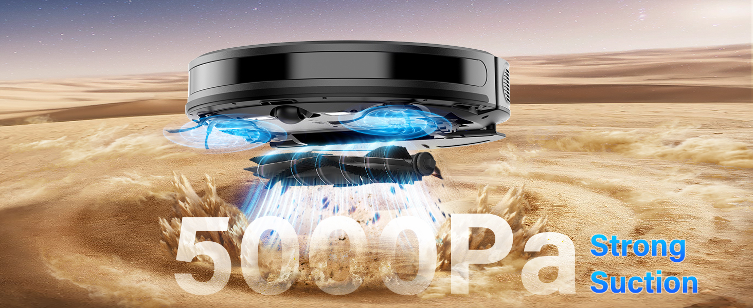 Tikom Robot Vacuum and Mop Combo, 5000Pa Robotic Vacuum Cleaner, 150 Min Max, App & Remote Control, Ideal for Hard Floor, Carpet, Pet Hair, Self-Charge(G8000 Max) detail 2