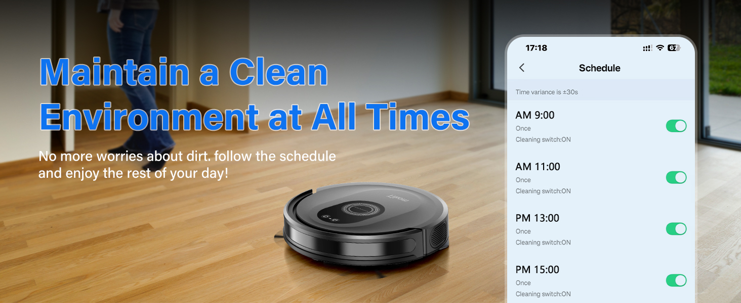Tikom Robot Vacuum and Mop Combo, 5000Pa Robotic Vacuum Cleaner, 150 Min Max, App & Remote Control, Ideal for Hard Floor, Carpet, Pet Hair, Self-Charge(G8000 Max) detail 5