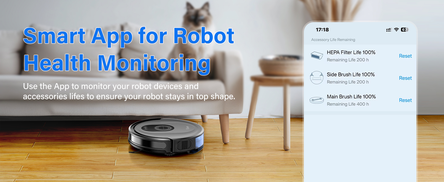 Tikom Robot Vacuum and Mop Combo, 5000Pa Robotic Vacuum Cleaner, 150 Min Max, App & Remote Control, Ideal for Hard Floor, Carpet, Pet Hair, Self-Charge(G8000 Max) detail 7