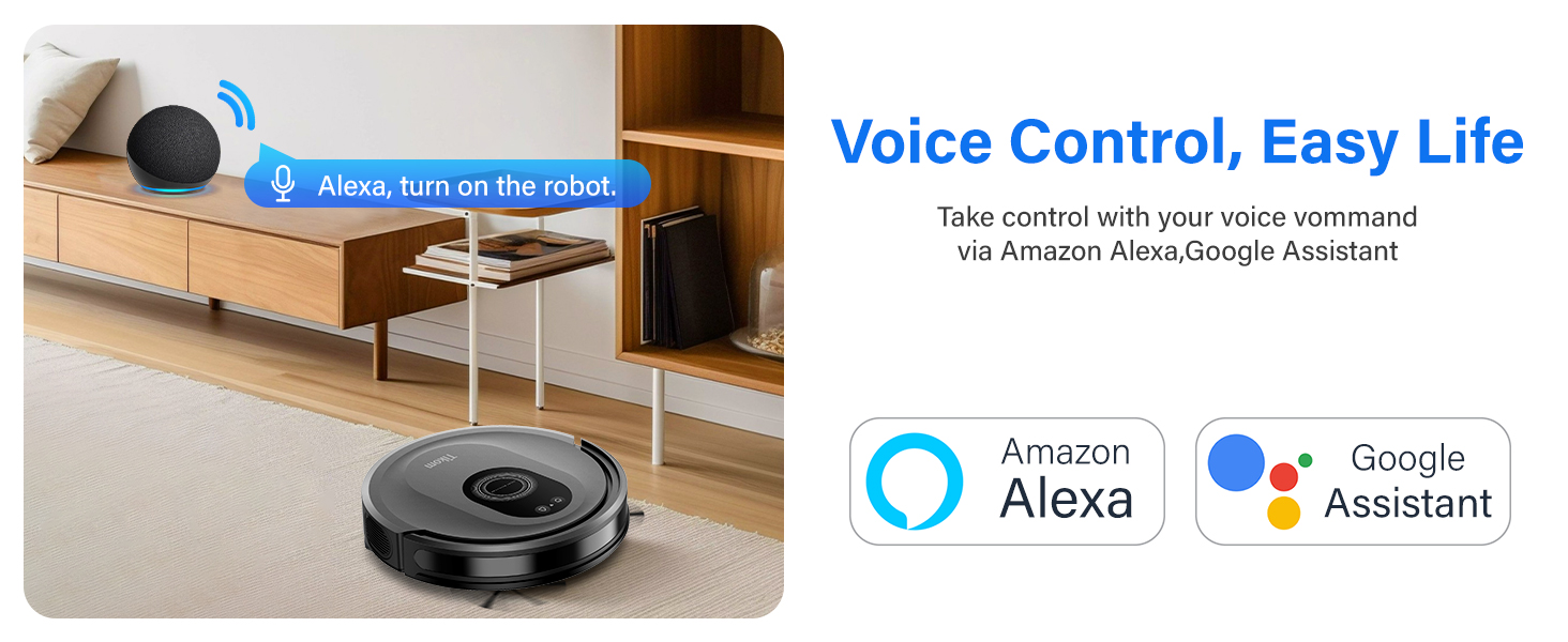 Tikom Robot Vacuum and Mop Combo, 5000Pa Robotic Vacuum Cleaner, 150 Min Max, App & Remote Control, Ideal for Hard Floor, Carpet, Pet Hair, Self-Charge(G8000 Max) detail 11