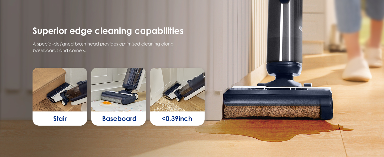 Tineco Floor ONE S5 Smart Cordless Wet Dry Vacuum Cleaner and Mop for Hard Floors, Digital Display, Long Run Time, Great for Sticky Messes and Pet Hair, Space-Saving Design, Blue detail 4