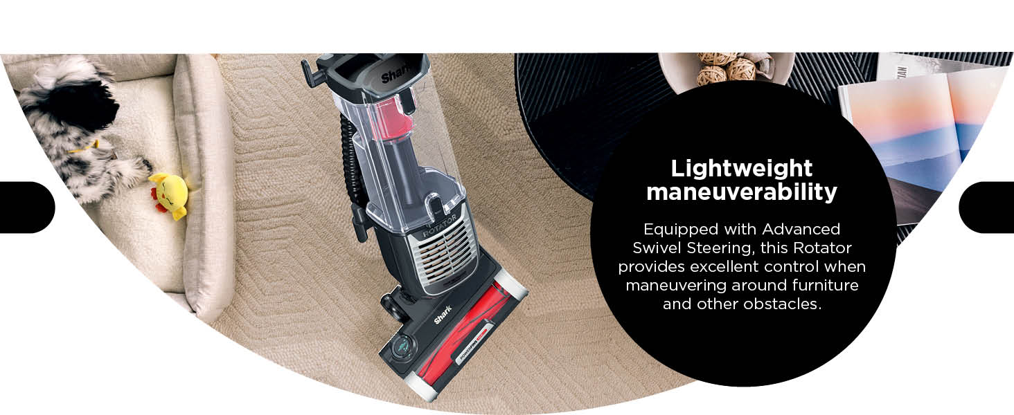 Shark ZU102 Rotator Pet Upright Vacuum with PowerFins HairPro & Odor Neutralizer Technology, Charcoal, 2.9 L Dust Cup detail 9