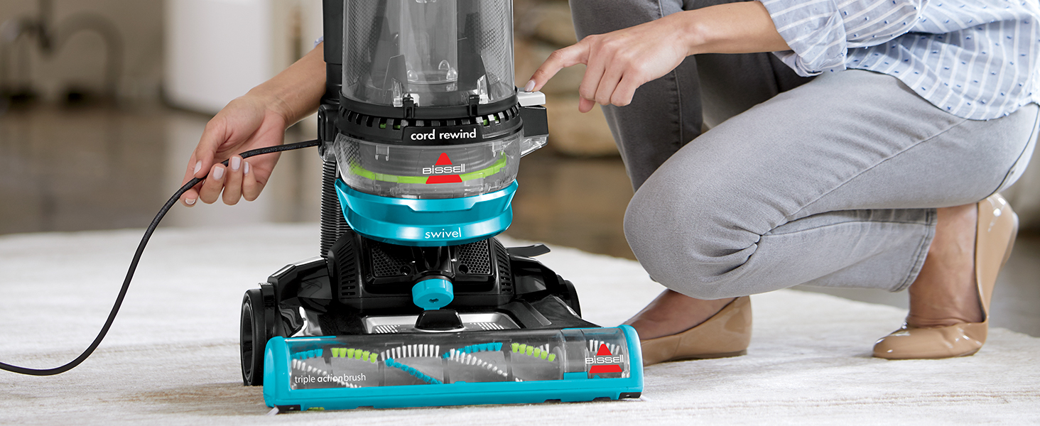 Bissell 2254 CleanView Swivel Rewind Pet Upright Bagless Vacuum, Automatic Cord Rewind, Swivel Steering, Powerful Pet Hair Pickup, Specialized Pet Tools, Large Capacity Dirt Tank, Teal detail 7