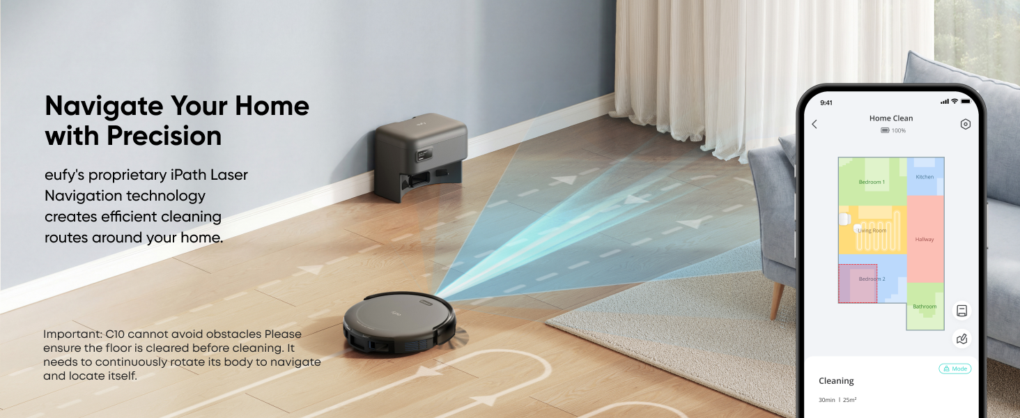 eufy C10 Robot Vacuum Self Emptying, 8 Weeks Hands Free, Advanced Smart Mapping with LiDAR Navigation, 2.85-Inch Slim Design, Powerful Suction, Edge Expansion Brush for Pet Hair, Carpet Detection detail 9