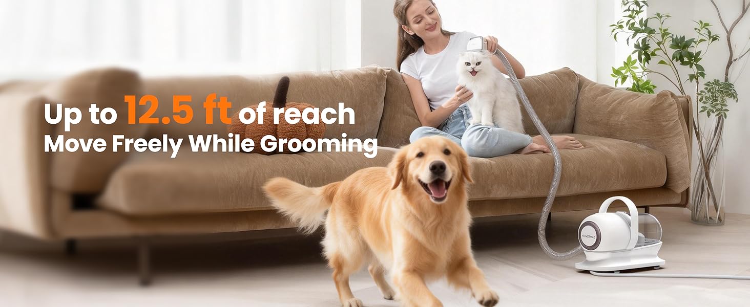 Neakasa P1 Pro Dog Grooming Vacuum Kit, 6-in-1 Pet Hair Grooming with Clippers and Vacuum, 9000Pa Suction, Low Noise, 1L Dust Cup for Home Shedding & Trimming detail 3