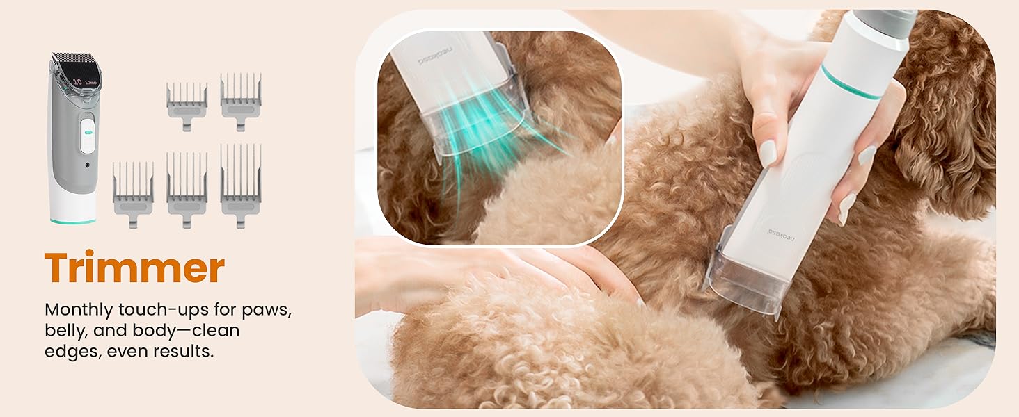Neakasa P1 Pro Dog Grooming Vacuum Kit, 6-in-1 Pet Hair Grooming with Clippers and Vacuum, 9000Pa Suction, Low Noise, 1L Dust Cup for Home Shedding & Trimming detail 7