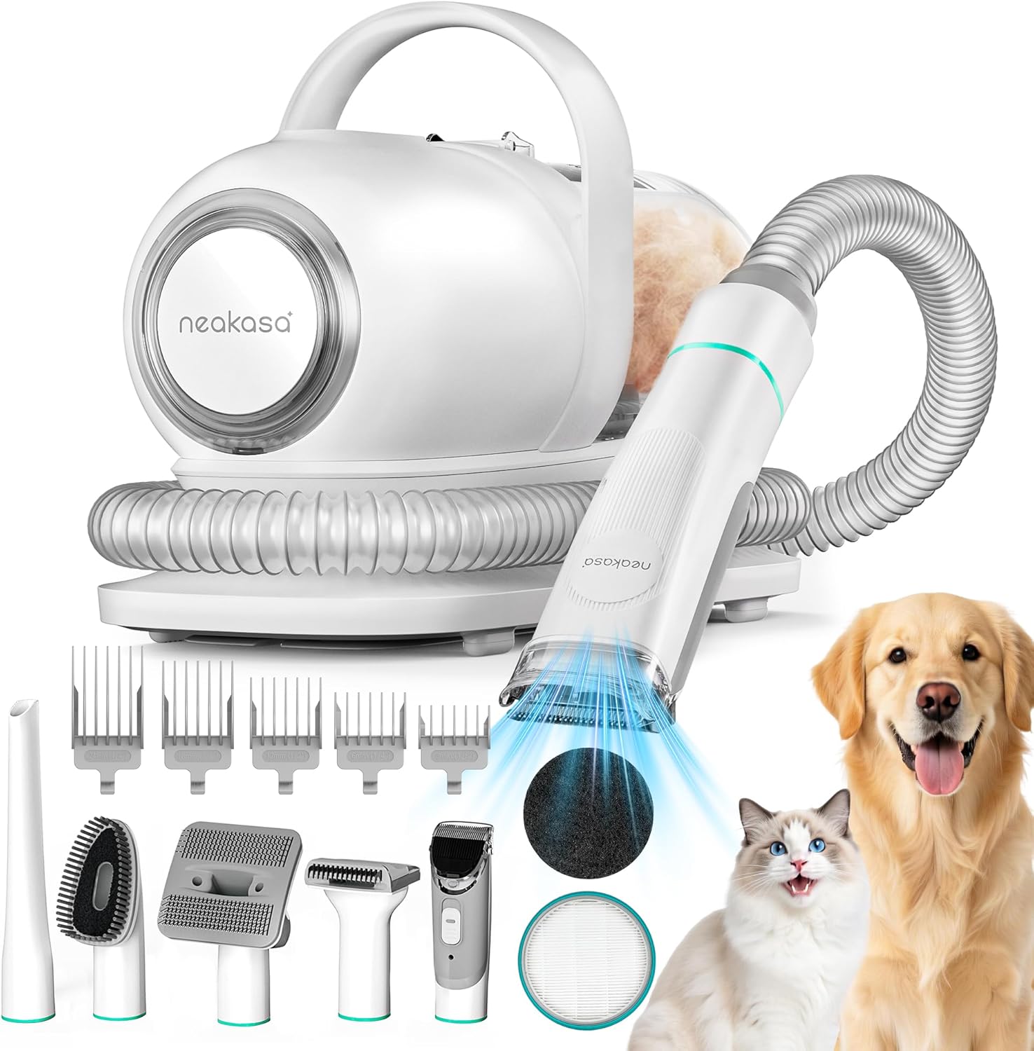 Neakasa P1 Pro Dog Grooming Vacuum Kit, 6-in-1 Pet Hair Grooming with Clippers and Vacuum, 9000Pa Suction, Low Noise, 1L Dust Cup for Home Shedding & Trimming detail 14