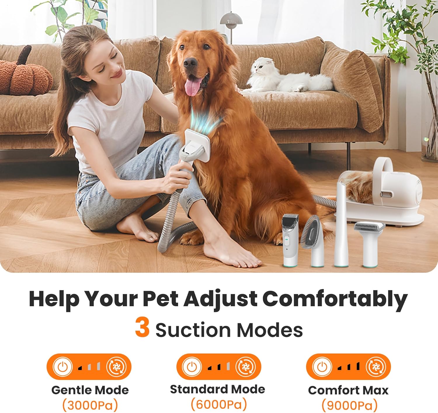 Neakasa P1 Pro Dog Grooming Vacuum Kit, 6-in-1 Pet Hair Grooming with Clippers and Vacuum, 9000Pa Suction, Low Noise, 1L Dust Cup for Home Shedding & Trimming detail 18