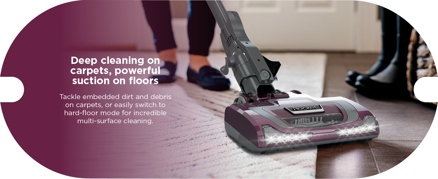 Shark HV322 Rocket Pet Plus Corded Stick Vacuum with LED Headlights, XL Dust Cup, Lightweight, Perfect for Pet Hair Pickup, Converts to a Hand Vacuum, with (2) Pet Attachments, Bordeaux/Silver detail 2