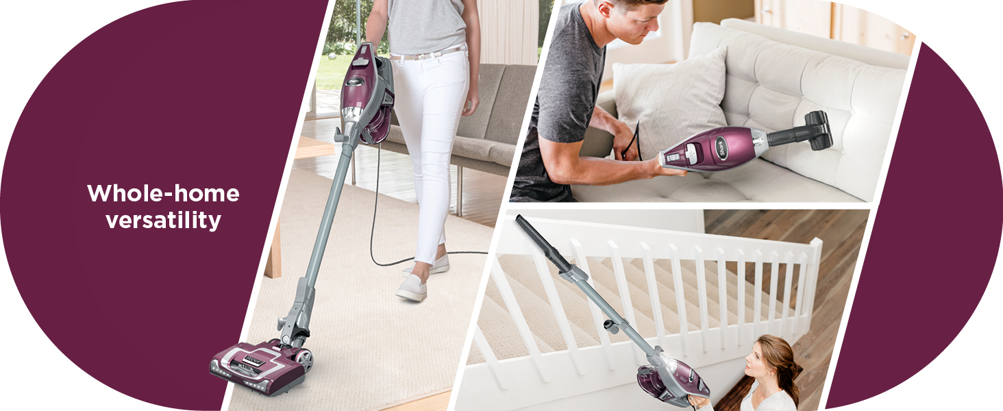 Shark HV322 Rocket Pet Plus Corded Stick Vacuum with LED Headlights, XL Dust Cup, Lightweight, Perfect for Pet Hair Pickup, Converts to a Hand Vacuum, with (2) Pet Attachments, Bordeaux/Silver detail 6