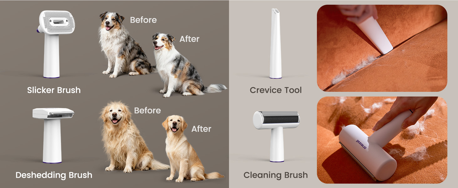 oneisall Dog Grooming Vacuum Kit: 15000Pa Shedding Brush with Grooming Tools, 3 Suction Low Noise, for Pet Thick and Undercoat, 1.5L Dust Cup, Dog Hair Vacuum, Home Cleaning, LM5 detail 2