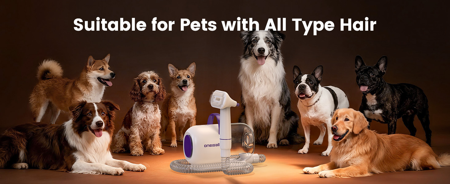 oneisall Dog Grooming Vacuum Kit: 15000Pa Shedding Brush with Grooming Tools, 3 Suction Low Noise, for Pet Thick and Undercoat, 1.5L Dust Cup, Dog Hair Vacuum, Home Cleaning, LM5 detail 7