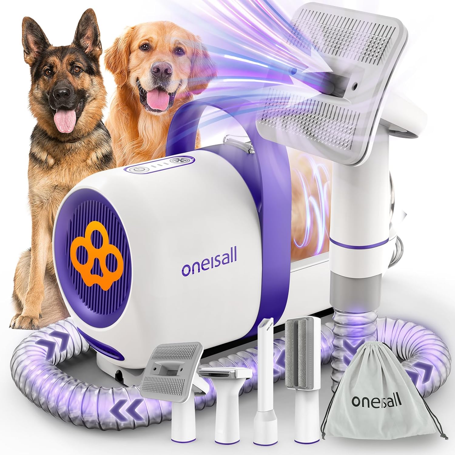 oneisall Dog Grooming Vacuum Kit: 15000Pa Shedding Brush with Grooming Tools, 3 Suction Low Noise, for Pet Thick and Undercoat, 1.5L Dust Cup, Dog Hair Vacuum, Home Cleaning, LM5 detail 10