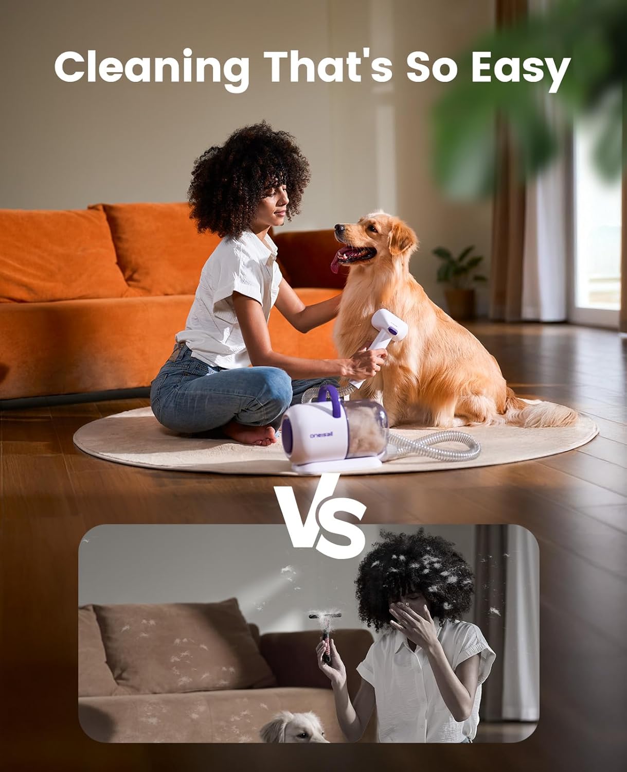 oneisall Dog Grooming Vacuum Kit: 15000Pa Shedding Brush with Grooming Tools, 3 Suction Low Noise, for Pet Thick and Undercoat, 1.5L Dust Cup, Dog Hair Vacuum, Home Cleaning, LM5 detail 17