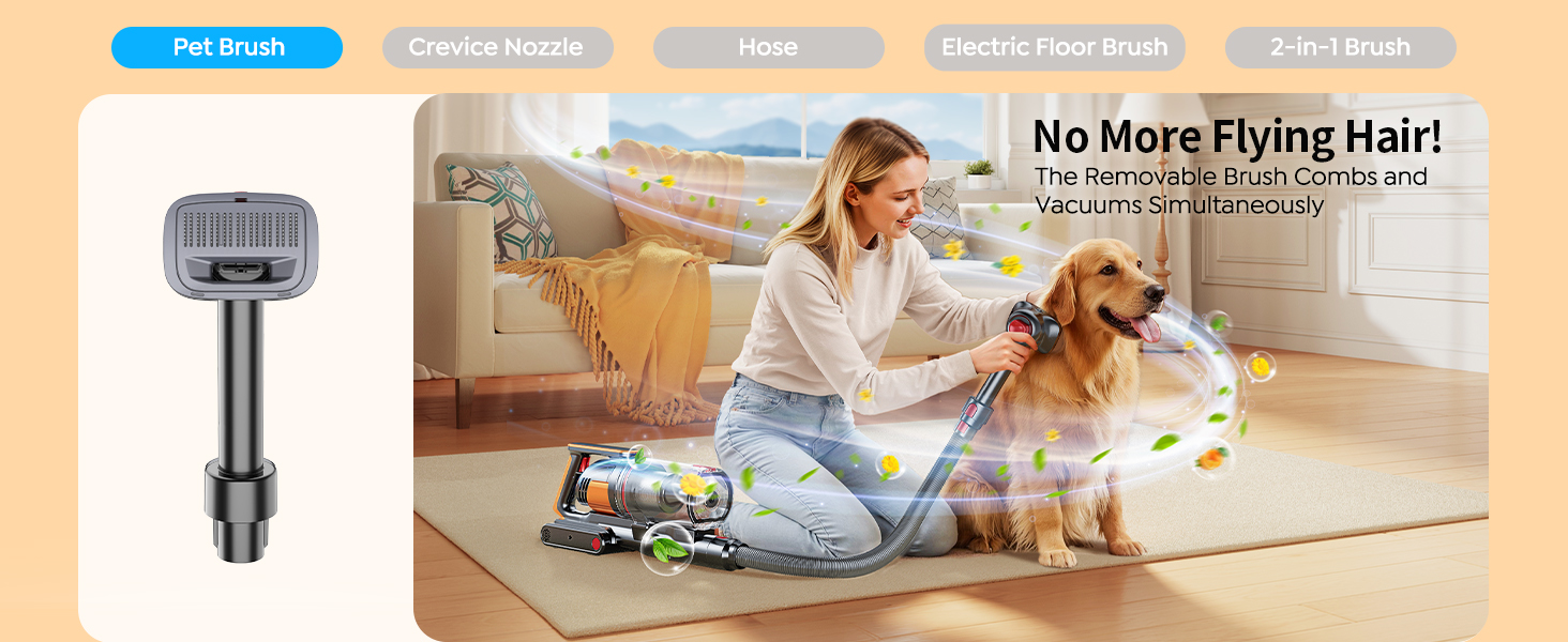 Cordless Vacuum Cleaner 55KPa 650W 70Mins Stick Vacuum Cleaners for Home with Pet Brush, 3.3Ft Hose, Wall Mount Charging, Auto Mode, Touchscreen, Self-Standing Vacuum for Pet Hair/Carpet/Car, Ultra10 detail 4
